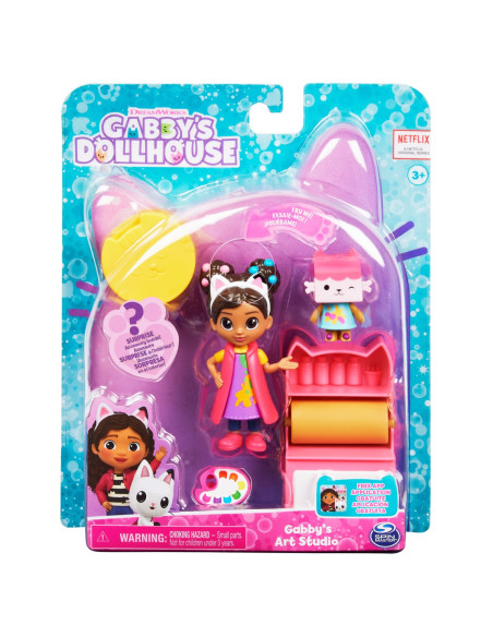 6060476_20130493,Gabbys Dollhouse Set Papusa 9.7cm Cu Pisicuta Studioul De Arta A Lui Gabby