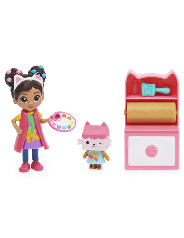 6060476_20130493,Gabbys Dollhouse Set Papusa 9.7cm Cu Pisicuta Studioul De Arta A Lui Gabby