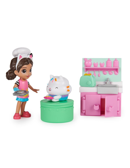 6060476_20133230,Gabbys Dollhouse Set Papusa 9.7cm Cu Pisicuta Bucataria Lui Gabby