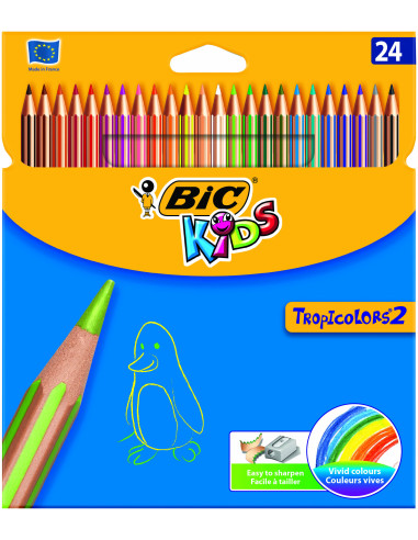 ERR-832568,Creioane colorate 24 culori tropicolors bic