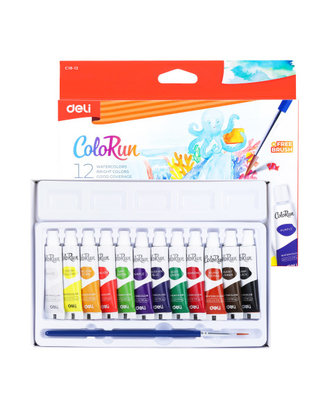 DLEC18-12,Tempera 12 culori 5ml deli
