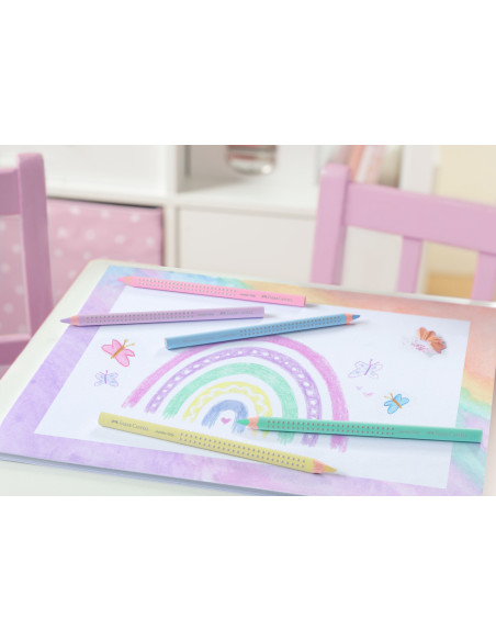 FC110991,Creioane colorate 5 culori pastel jumbo grip faber-castell
