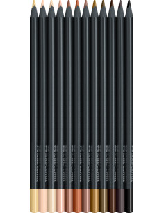 Creioane colorate FABER-CASTELL FC116414, 12 culori skin tones black edition 2