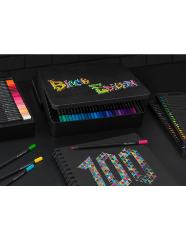 FC116490,Creioane colorate 100 culori black edition cutie metal faber-castell