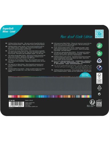 FC116490,Creioane colorate 100 culori black edition cutie metal faber-castell