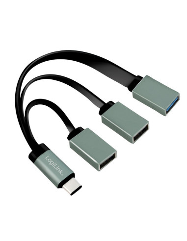 UA0315,CABLU adaptor OTG LOGILINK, pt. smartphone, USB 3.0 Type-C (T) la USB 3.0 (M) + USB 2.0 (M) x 2, 10cm, asigura conectarea