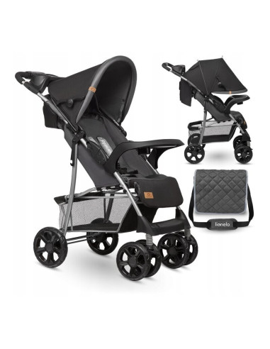 BN-LO-EMMA PLUS_STONE,Lionelo - Carucior sport Emma Plus, Cu tavita, 2 Suporturi pentru pahar, Geanta accesorii, Conform cu stan