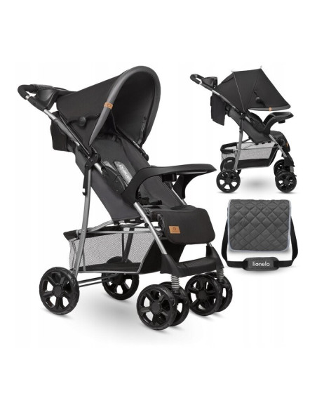 BN-LO-EMMA PLUS_STONE,Lionelo - Carucior sport Emma Plus, Cu tavita, 2 Suporturi pentru pahar, Geanta accesorii, Conform cu stan