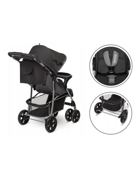 BN-LO-EMMA PLUS_STONE,Lionelo - Carucior sport Emma Plus, Cu tavita, 2 Suporturi pentru pahar, Geanta accesorii, Conform cu stan