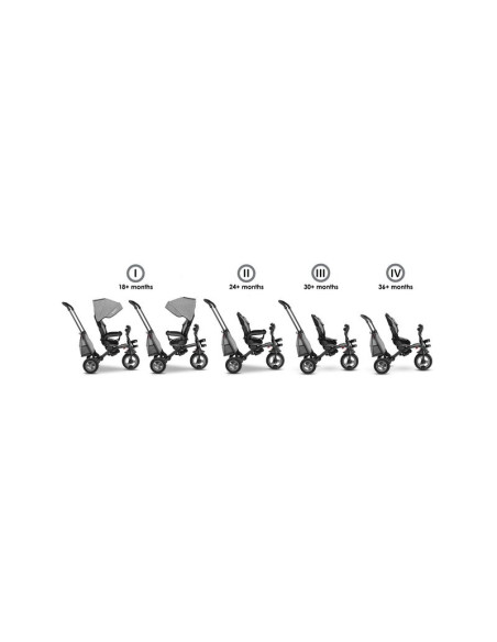 BN-LO-TRISSTONE_GREY,Lionelo - Tricicleta Tris, Mecanism de pedalare libera, Suport picioare, Control al directiei, Scaun revers