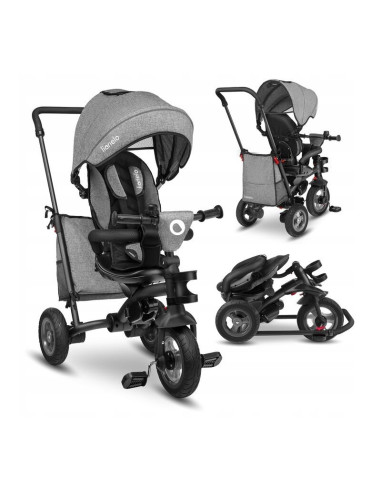 BN-LO-TRISSTONE_GREY,Lionelo - Tricicleta Tris, Mecanism de pedalare libera, Suport picioare, Control al directiei, Scaun revers
