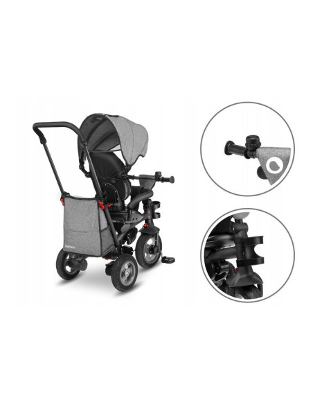BN-LO-TRISSTONE_GREY,Lionelo - Tricicleta Tris, Mecanism de pedalare libera, Suport picioare, Control al directiei, Scaun revers