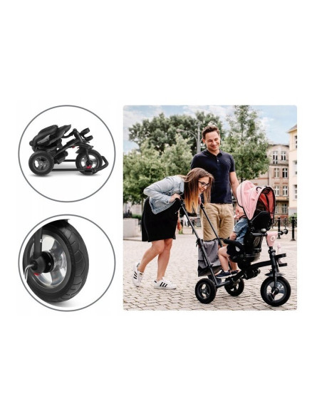 BN-LO-TRISSTONE_GREY,Lionelo - Tricicleta Tris, Mecanism de pedalare libera, Suport picioare, Control al directiei, Scaun revers