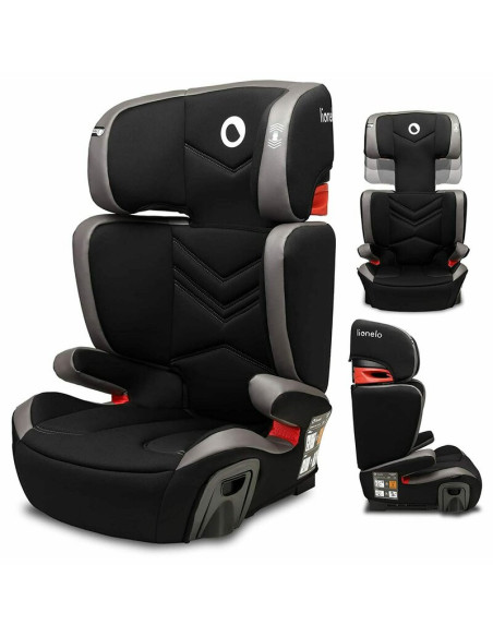 BN-LO-HUGO_LETHER_GREY,Lionelo - Scaun auto Hugo Lether, Cu Isofix, Tetiera, Husa, 2 suporturi pentru pahar,15-36 Kg, Conform cu