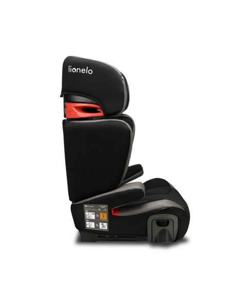 BN-LO-HUGO_LETHER_GREY,Lionelo - Scaun auto Hugo Lether, Cu Isofix, Tetiera, Husa, 2 suporturi pentru pahar,15-36 Kg, Conform cu
