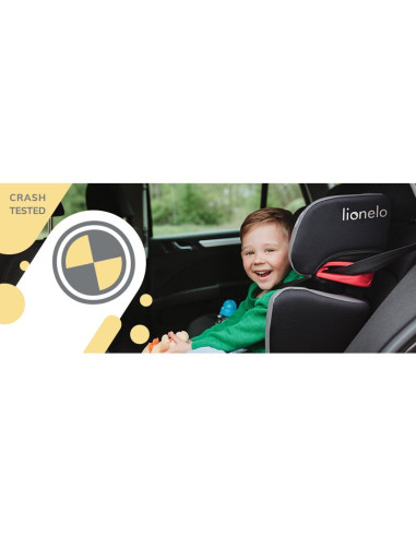 BN-LO-HUGO_LETHER_GREY,Lionelo - Scaun auto Hugo Lether, Cu Isofix, Tetiera, Husa, 2 suporturi pentru pahar,15-36 Kg, Conform cu