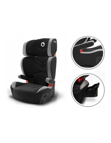 BN-LO-HUGO_LETHER_GREY,Lionelo - Scaun auto Hugo Lether, Cu Isofix, Tetiera, Husa, 2 suporturi pentru pahar,15-36 Kg, Conform cu