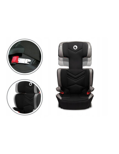 BN-LO-HUGO_LETHER_GREY,Lionelo - Scaun auto Hugo Lether, Cu Isofix, Tetiera, Husa, 2 suporturi pentru pahar,15-36 Kg, Conform cu