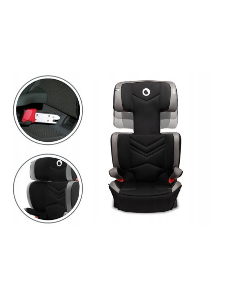 BN-LO-HUGO_LETHER_GREY,Lionelo - Scaun auto Hugo Lether, Cu Isofix, Tetiera, Husa, 2 suporturi pentru pahar,15-36 Kg, Conform cu