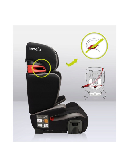 BN-LO-HUGO_LETHER_GREY,Lionelo - Scaun auto Hugo Lether, Cu Isofix, Tetiera, Husa, 2 suporturi pentru pahar,15-36 Kg, Conform cu