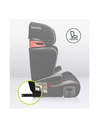 BN-LO-HUGO_LETHER_GREY,Lionelo - Scaun auto Hugo Lether, Cu Isofix, Tetiera, Husa, 2 suporturi pentru pahar,15-36 Kg, Conform cu