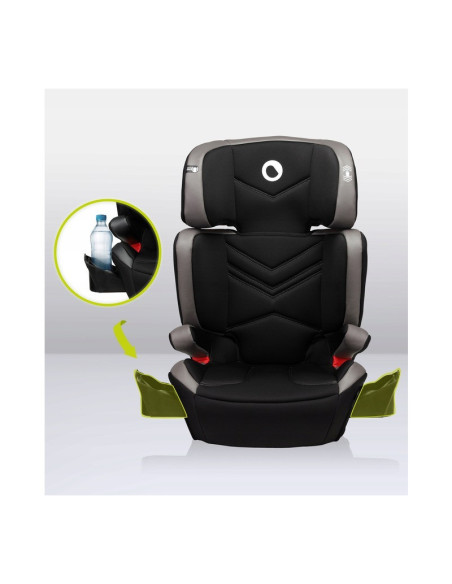 BN-LO-HUGO_LETHER_GREY,Lionelo - Scaun auto Hugo Lether, Cu Isofix, Tetiera, Husa, 2 suporturi pentru pahar,15-36 Kg, Conform cu