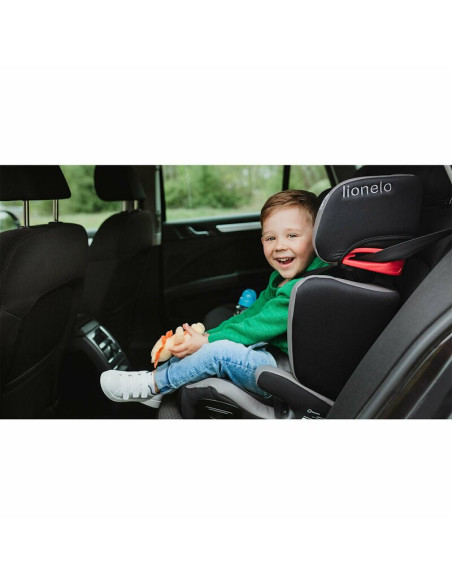 BN-LO-HUGO_LETHER_GREY,Lionelo - Scaun auto Hugo Lether, Cu Isofix, Tetiera, Husa, 2 suporturi pentru pahar,15-36 Kg, Conform cu