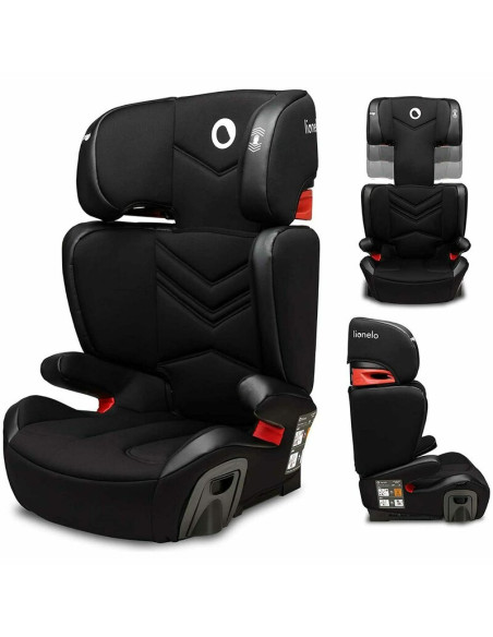 BN-LO-HUGO_LETHER_BLACK,Lionelo - Scaun auto Hugo Lether, Cu Isofix, Tetiera, Husa, 2 suporturi pentru pahar,15-36 Kg, Conform c