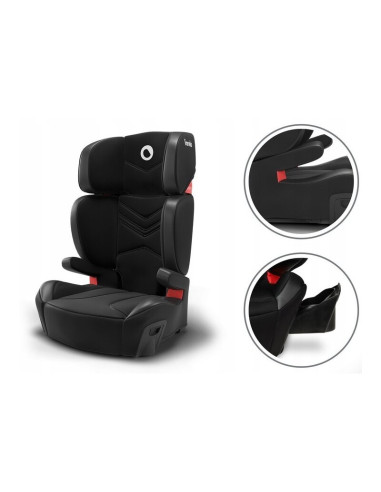 BN-LO-HUGO_LETHER_BLACK,Lionelo - Scaun auto Hugo Lether, Cu Isofix, Tetiera, Husa, 2 suporturi pentru pahar,15-36 Kg, Conform c