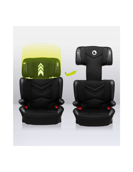 BN-LO-HUGO_LETHER_BLACK,Lionelo - Scaun auto Hugo Lether, Cu Isofix, Tetiera, Husa, 2 suporturi pentru pahar,15-36 Kg, Conform c