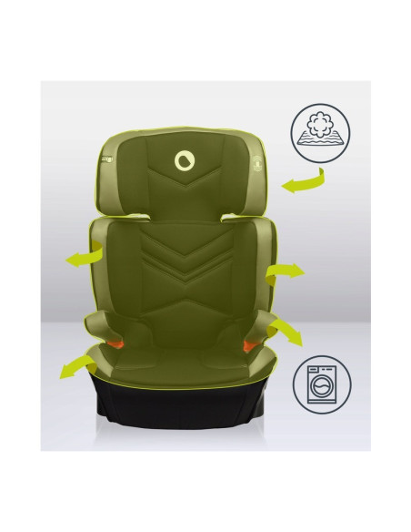 BN-LO-HUGO_LETHER_BLACK,Lionelo - Scaun auto Hugo Lether, Cu Isofix, Tetiera, Husa, 2 suporturi pentru pahar,15-36 Kg, Conform c