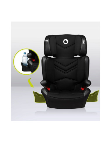 BN-LO-HUGO_LETHER_BLACK,Lionelo - Scaun auto Hugo Lether, Cu Isofix, Tetiera, Husa, 2 suporturi pentru pahar,15-36 Kg, Conform c