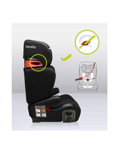 BN-LO-HUGO_LETHER_BLACK,Lionelo - Scaun auto Hugo Lether, Cu Isofix, Tetiera, Husa, 2 suporturi pentru pahar,15-36 Kg, Conform c