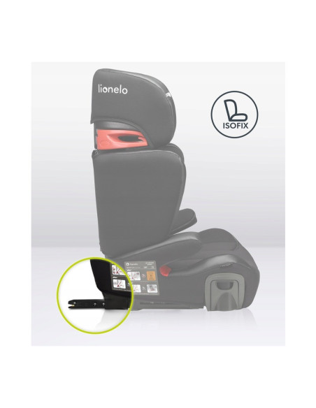 BN-LO-HUGO_LETHER_BLACK,Lionelo - Scaun auto Hugo Lether, Cu Isofix, Tetiera, Husa, 2 suporturi pentru pahar,15-36 Kg, Conform c