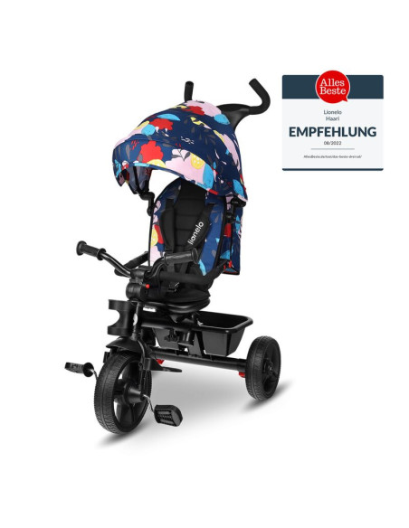 BN-LO-HAARI_BLUE_NAVY,Lionelo - Tricicleta Haari Blue Navy Suport picioare, Control al directiei, Scaun reversibil, Rotire 360 g