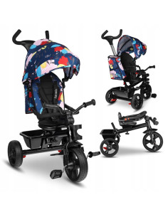 BN-LO-HAARI_BLUE_NAVY,Lionelo - Tricicleta Haari Blue Navy Suport picioare, Control al directiei, Scaun reversibil, Rotire 360 g 2