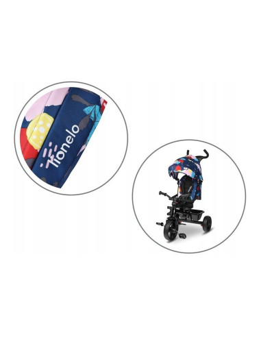 BN-LO-HAARI_BLUE_NAVY,Lionelo - Tricicleta Haari Blue Navy Suport picioare, Control al directiei, Scaun reversibil, Rotire 360 g