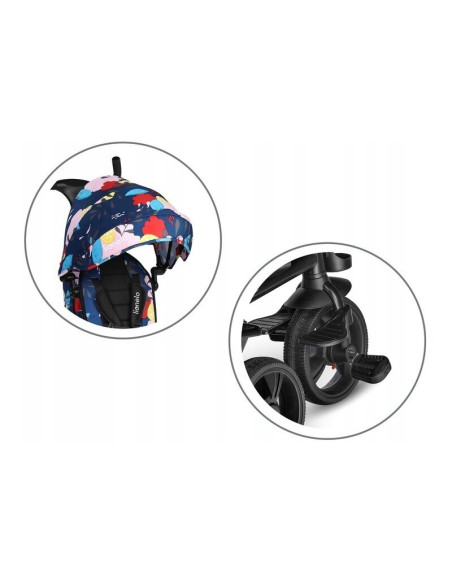 BN-LO-HAARI_BLUE_NAVY,Lionelo - Tricicleta Haari Blue Navy Suport picioare, Control al directiei, Scaun reversibil, Rotire 360 g