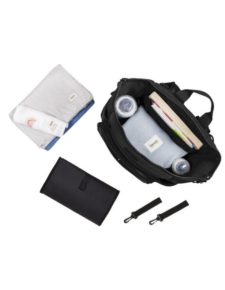 BN-LO-CUBE_BLACK,Lionelo - Rucsac impermeabil pentru mamici Cube, Cu 12 compartimente si salteluta de schimbat, Cu prindere univ