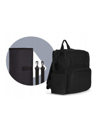 BN-LO-CUBE_BLACK,Lionelo - Rucsac impermeabil pentru mamici Cube, Cu 12 compartimente si salteluta de schimbat, Cu prindere univ