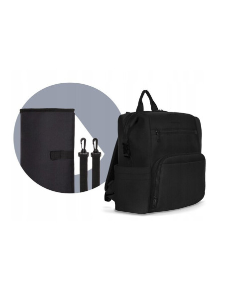 BN-LO-CUBE_BLACK,Lionelo - Rucsac impermeabil pentru mamici Cube, Cu 12 compartimente si salteluta de schimbat, Cu prindere univ