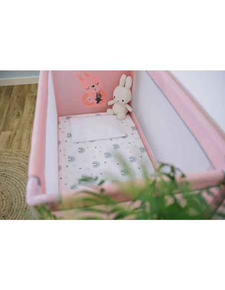 BN-47054,Saltea pliabila pentru patut, Cu husa detasabila din bumbac, Pentru patut de dimensiunea 120x60 cm, Bubaba, Rainbow