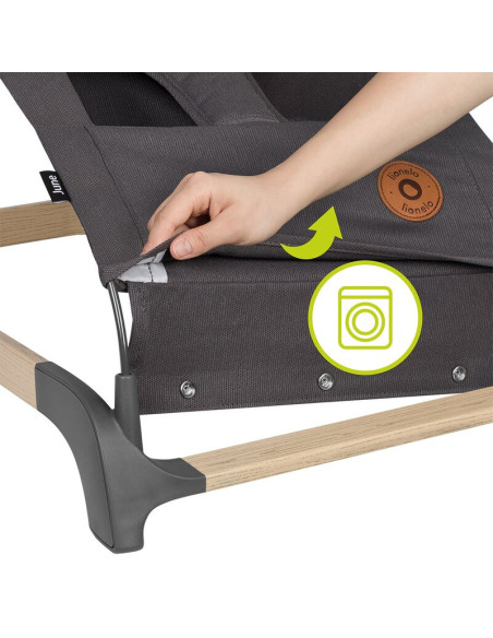 BN-LO-JUNE_GREY_STONE,Lionelo - Fotoliu balansoar June, Cu arcada cu jucarii, Ergonomic, Balansare manuala, Pliabil, 0 luni+, Gr