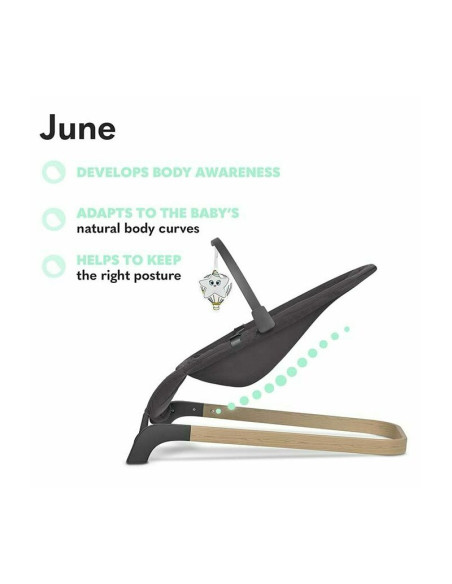 BN-LO-JUNE_GREY_STONE,Lionelo - Fotoliu balansoar June, Cu arcada cu jucarii, Ergonomic, Balansare manuala, Pliabil, 0 luni+, Gr