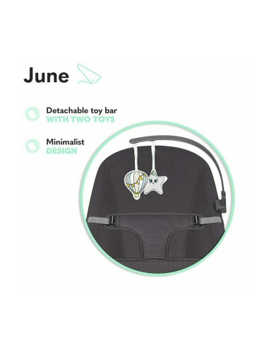 BN-LO-JUNE_GREY_STONE,Lionelo - Fotoliu balansoar June, Cu arcada cu jucarii, Ergonomic, Balansare manuala, Pliabil, 0 luni+, Gr