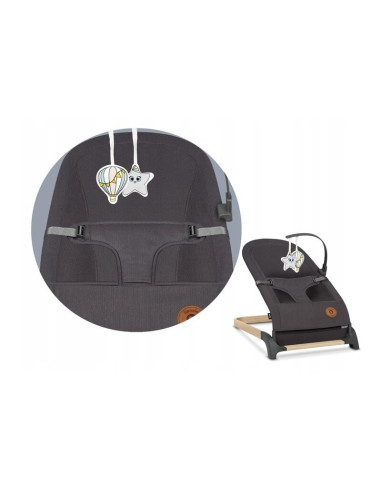 BN-LO-JUNE_GREY_STONE,Lionelo - Fotoliu balansoar June, Cu arcada cu jucarii, Ergonomic, Balansare manuala, Pliabil, 0 luni+, Gr
