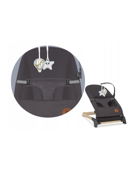 BN-LO-JUNE_GREY_STONE,Lionelo - Fotoliu balansoar June, Cu arcada cu jucarii, Ergonomic, Balansare manuala, Pliabil, 0 luni+, Gr