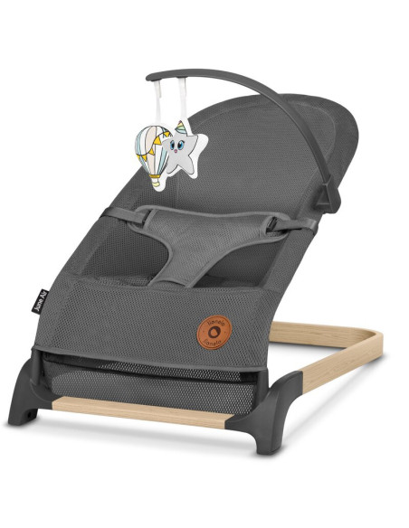 BN-LO-JUNE_AIR_GREY_STONE,Lionelo - Fotoliu balansoar June AIR, Cu arcada cu jucarii, Ergonomic, Permite circulatia aerului, Bal