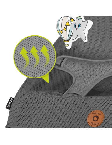 BN-LO-JUNE_AIR_GREY_STONE,Lionelo - Fotoliu balansoar June AIR, Cu arcada cu jucarii, Ergonomic, Permite circulatia aerului, Bal