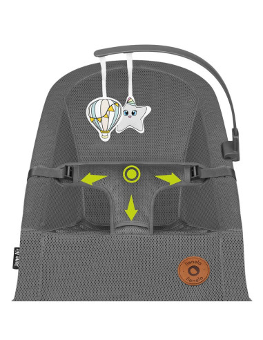 BN-LO-JUNE_AIR_GREY_STONE,Lionelo - Fotoliu balansoar June AIR, Cu arcada cu jucarii, Ergonomic, Permite circulatia aerului, Bal